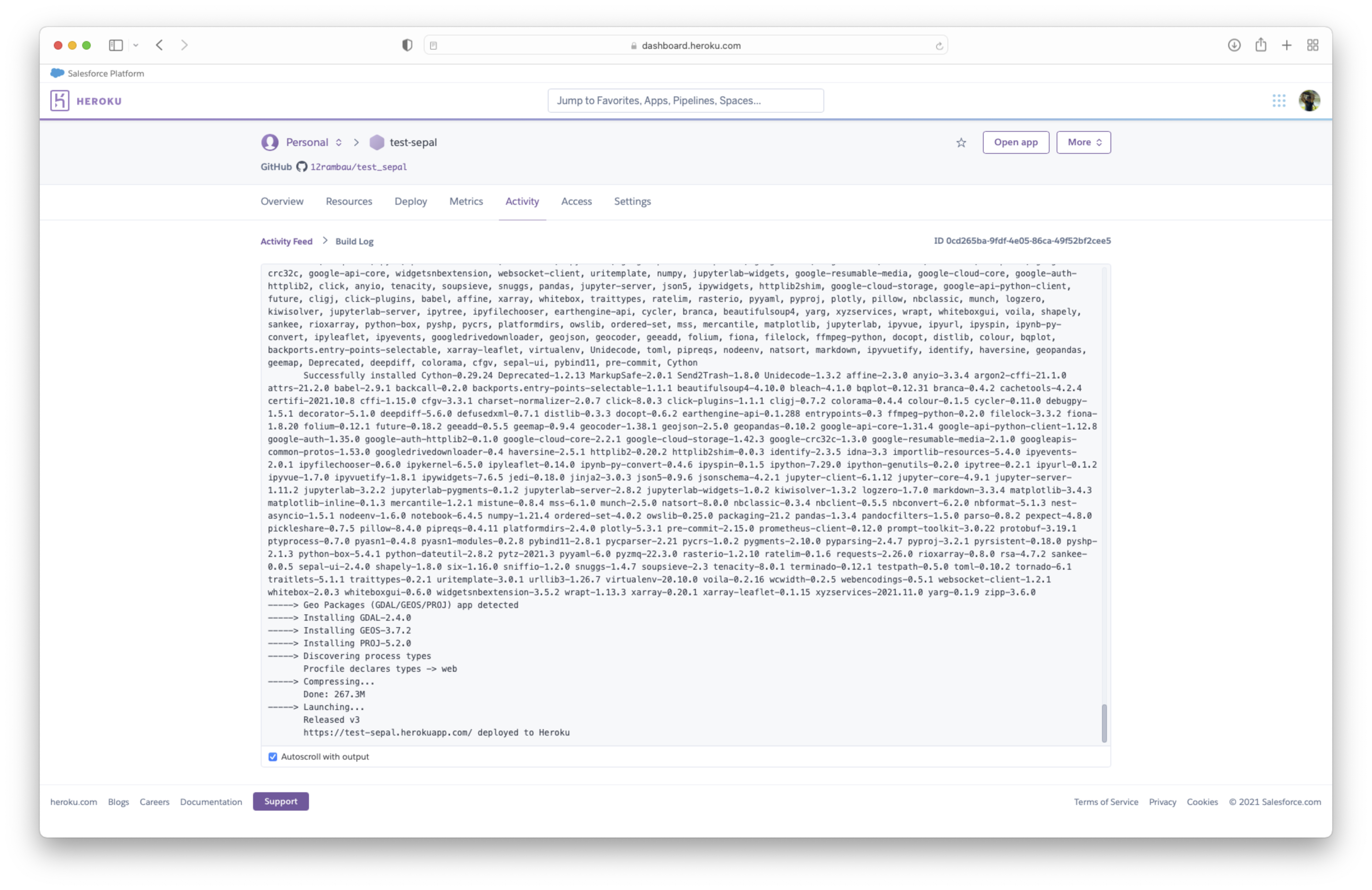 buildpacks list